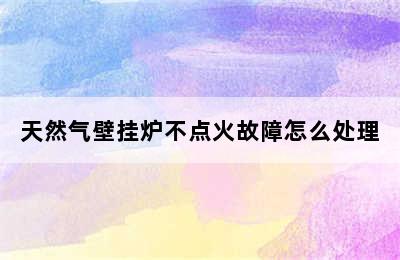 天然气壁挂炉不点火故障怎么处理