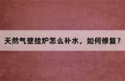 天然气壁挂炉怎么补水，如何修复？