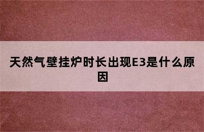 天然气壁挂炉时长出现E3是什么原因