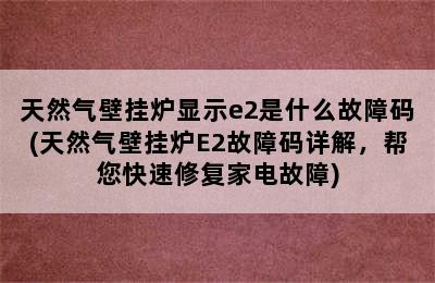 天然气壁挂炉显示e2是什么故障码(天然气壁挂炉E2故障码详解，帮您快速修复家电故障)