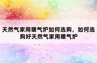 天然气家用暖气炉如何选购，如何选购好天然气家用暖气炉