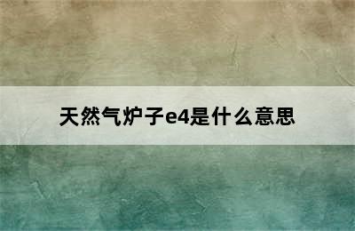 天然气炉子e4是什么意思