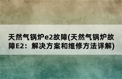 天然气锅炉e2故障(天然气锅炉故障E2：解决方案和维修方法详解)