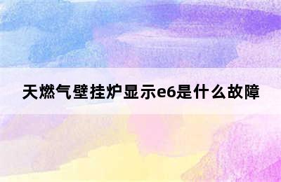 天燃气壁挂炉显示e6是什么故障