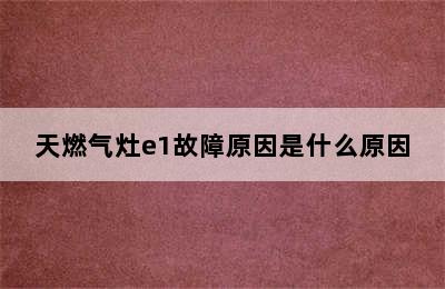 天燃气灶e1故障原因是什么原因