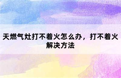 天燃气灶打不着火怎么办，打不着火解决方法