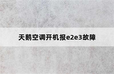 天鹅空调开机报e2e3故障