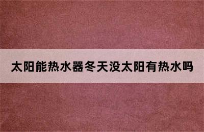 太阳能热水器冬天没太阳有热水吗