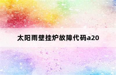 太阳雨壁挂炉故障代码a20