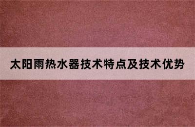 太阳雨热水器技术特点及技术优势