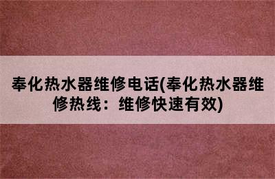 奉化热水器维修电话(奉化热水器维修热线：维修快速有效)