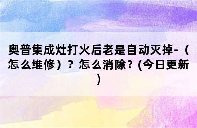 奥普集成灶打火后老是自动灭掉-（怎么维修）？怎么消除？(今日更新)