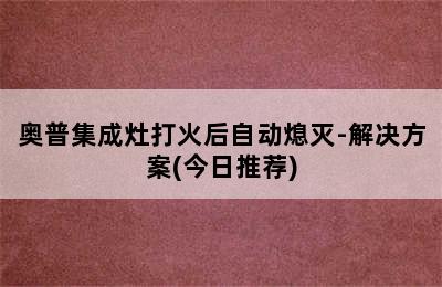 奥普集成灶打火后自动熄灭-解决方案(今日推荐)