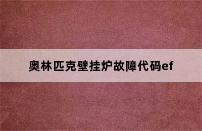 奥林匹克壁挂炉故障代码ef