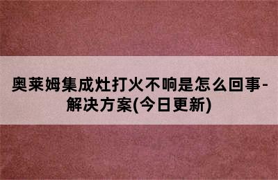 奥莱姆集成灶打火不响是怎么回事-解决方案(今日更新)