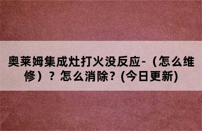 奥莱姆集成灶打火没反应-（怎么维修）？怎么消除？(今日更新)