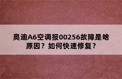 奥迪A6空调报00256故障是啥原因？如何快速修复？