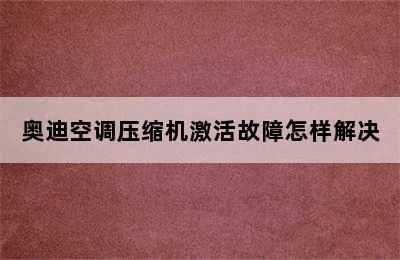 奥迪空调压缩机激活故障怎样解决