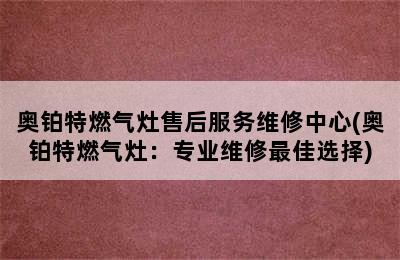 奥铂特燃气灶售后服务维修中心(奥铂特燃气灶：专业维修最佳选择)