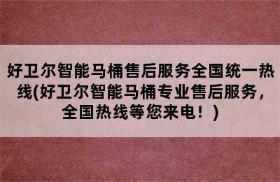 好卫尔智能马桶售后服务全国统一热线(好卫尔智能马桶专业售后服务，全国热线等您来电！)