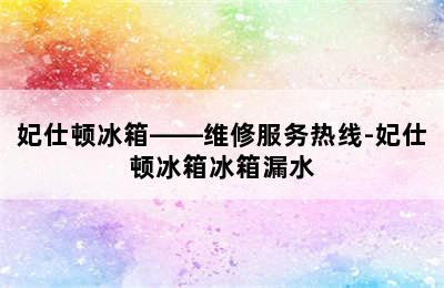 妃仕顿冰箱——维修服务热线-妃仕顿冰箱冰箱漏水