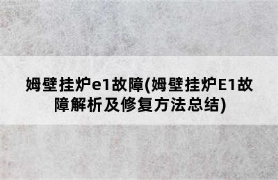 姆壁挂炉e1故障(姆壁挂炉E1故障解析及修复方法总结)