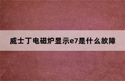 威士丁电磁炉显示e7是什么故障