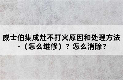 威士伯集成灶不打火原因和处理方法-（怎么维修）？怎么消除？