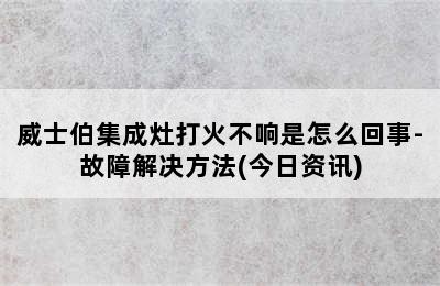 威士伯集成灶打火不响是怎么回事-故障解决方法(今日资讯)