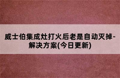 威士伯集成灶打火后老是自动灭掉-解决方案(今日更新)