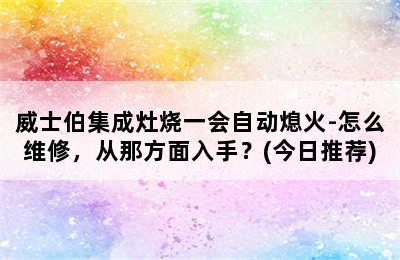 威士伯集成灶烧一会自动熄火-怎么维修，从那方面入手？(今日推荐)