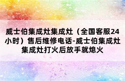 威士伯集成灶集成灶（全国客服24小时）售后维修电话-威士伯集成灶集成灶打火后放手就熄火