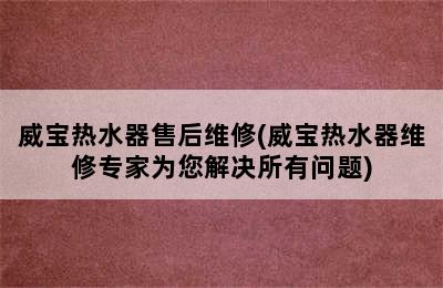 威宝热水器售后维修(威宝热水器维修专家为您解决所有问题)