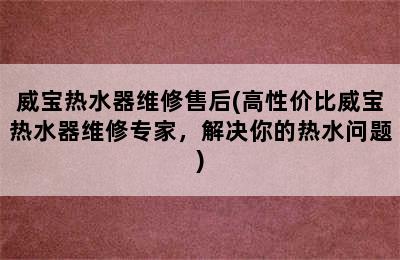 威宝热水器维修售后(高性价比威宝热水器维修专家，解决你的热水问题)