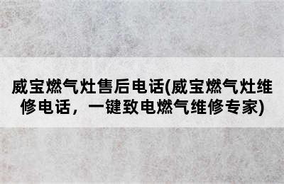 威宝燃气灶售后电话(威宝燃气灶维修电话，一键致电燃气维修专家)