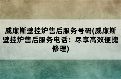 威廉斯壁挂炉售后服务号码(威廉斯壁挂炉售后服务电话：尽享高效便捷修理)