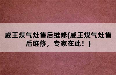 威王煤气灶售后维修(威王煤气灶售后维修，专家在此！)