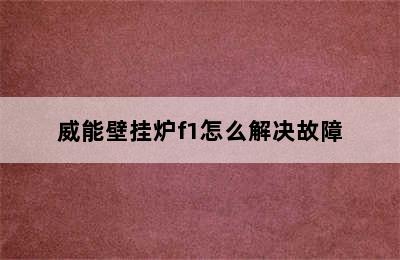 威能壁挂炉f1怎么解决故障