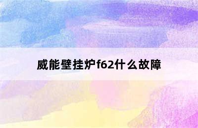 威能壁挂炉f62什么故障