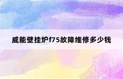 威能壁挂炉f75故障维修多少钱