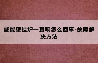 威能壁挂炉一直响怎么回事-故障解决方法