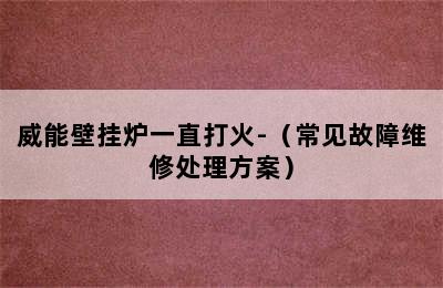 威能壁挂炉一直打火-（常见故障维修处理方案）