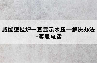 威能壁挂炉一直显示水压—解决办法-客服电话