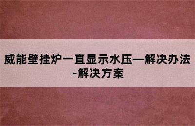 威能壁挂炉一直显示水压—解决办法-解决方案