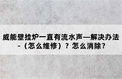 威能壁挂炉一直有流水声—解决办法-（怎么维修）？怎么消除？