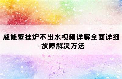 威能壁挂炉不出水视频详解全面详细-故障解决方法