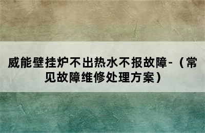 威能壁挂炉不出热水不报故障-（常见故障维修处理方案）