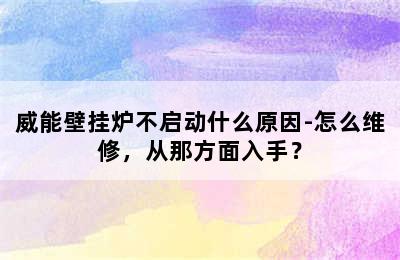 威能壁挂炉不启动什么原因-怎么维修，从那方面入手？