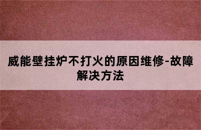 威能壁挂炉不打火的原因维修-故障解决方法