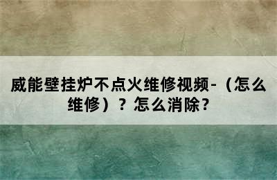 威能壁挂炉不点火维修视频-（怎么维修）？怎么消除？